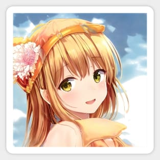 Cute anime face of blonde girl Sticker